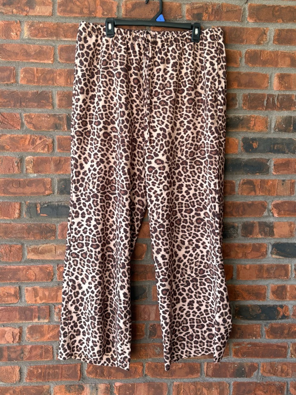 Leopard Print Crepe Wide Leg Pants - Brown/Tan